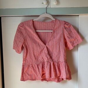 Madewell Red Gingham Top Size XXS